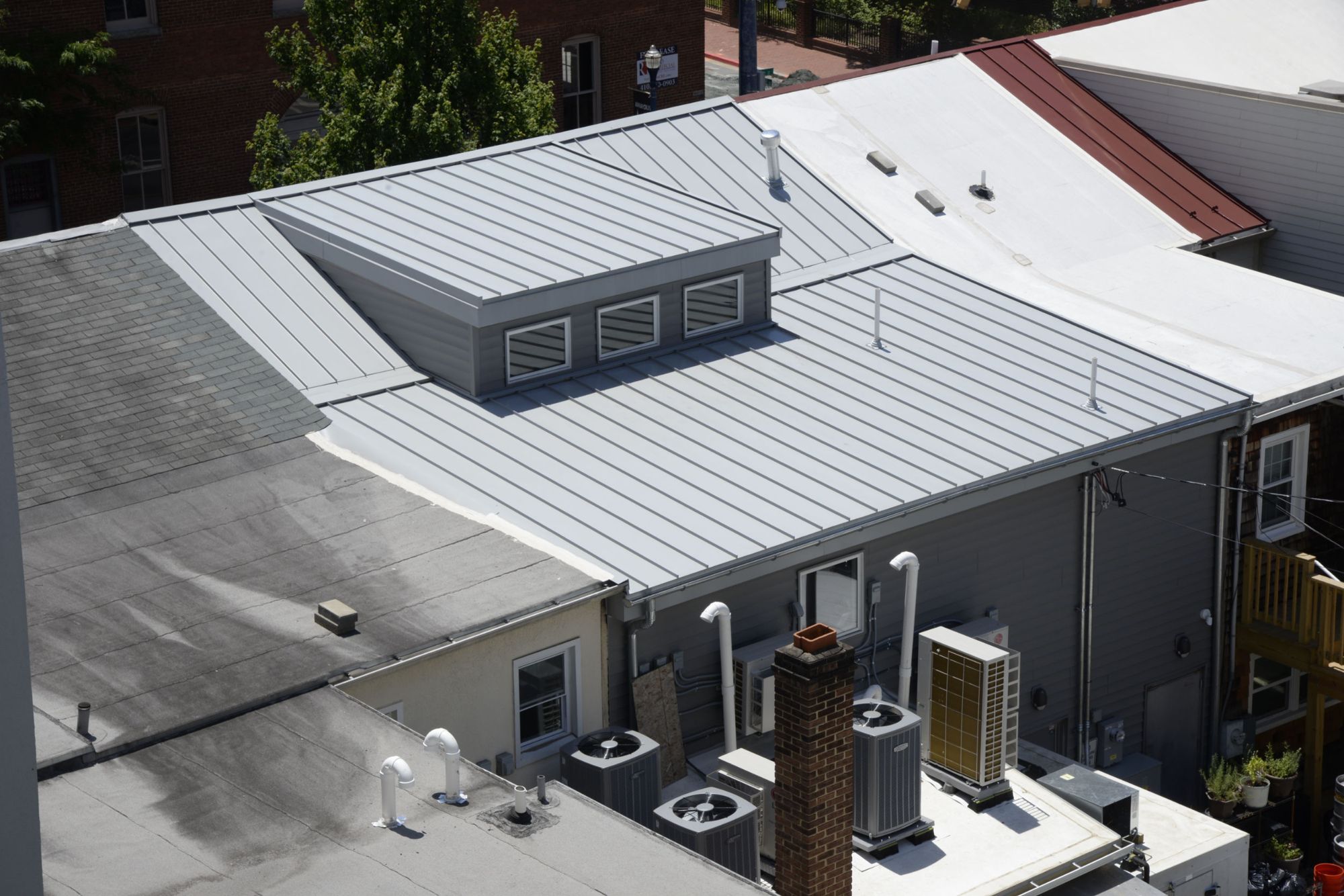New standing-seam metal roof at Sailor Oyster Bar